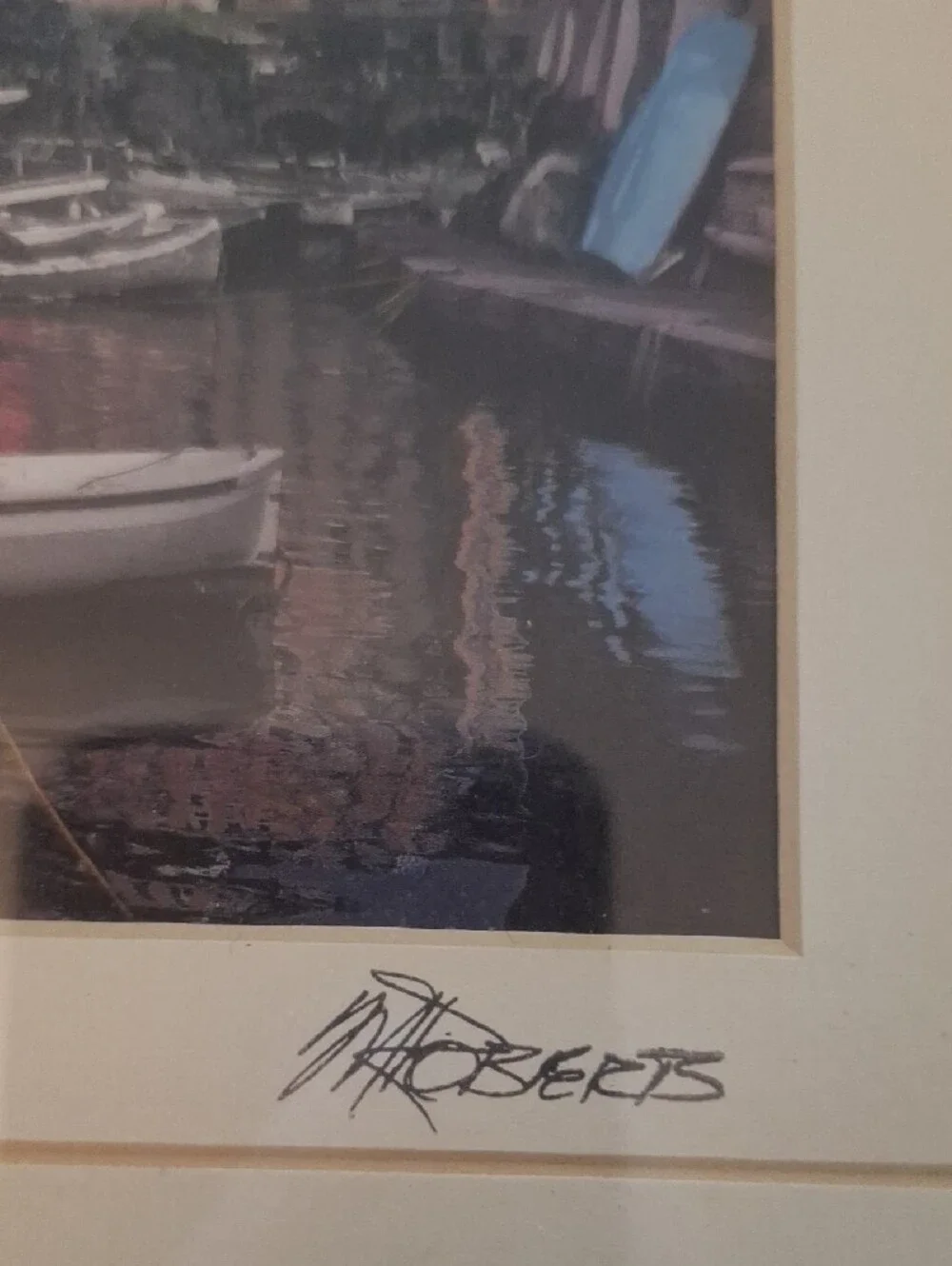 Coastal Harbor Print Signed M Roberts.